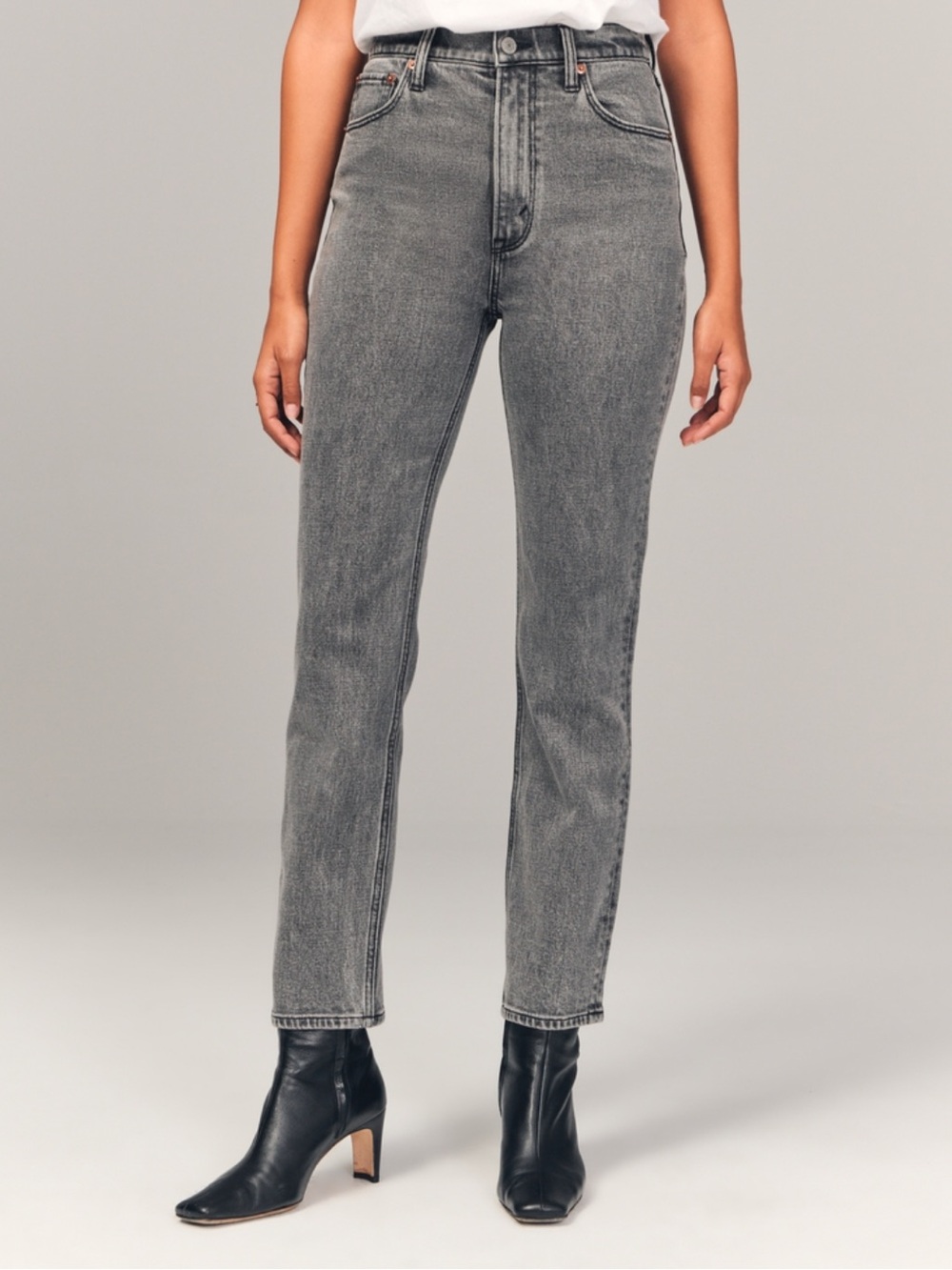 Abercrombie & Fitch High-Rise Grey Straight Jeans